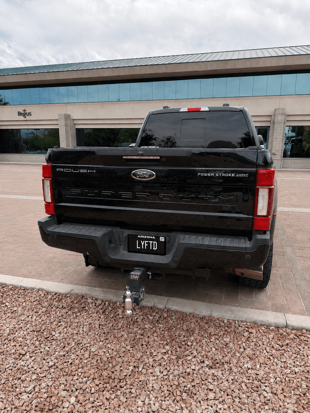 Blackout Plate mounted on a black Ford truck
